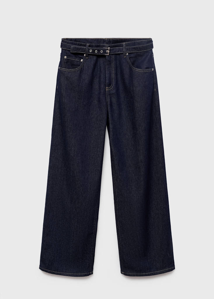 Straight-fit belt jeans — Open Blue