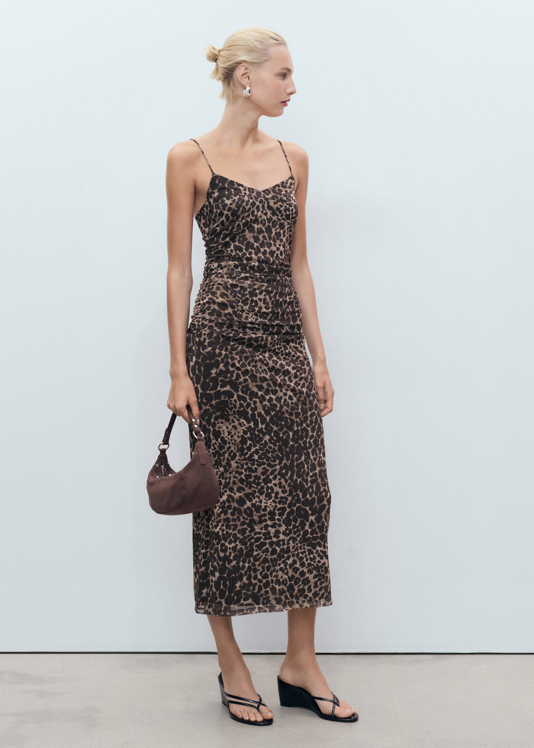Ruched leopard-print midi-dress - General plane