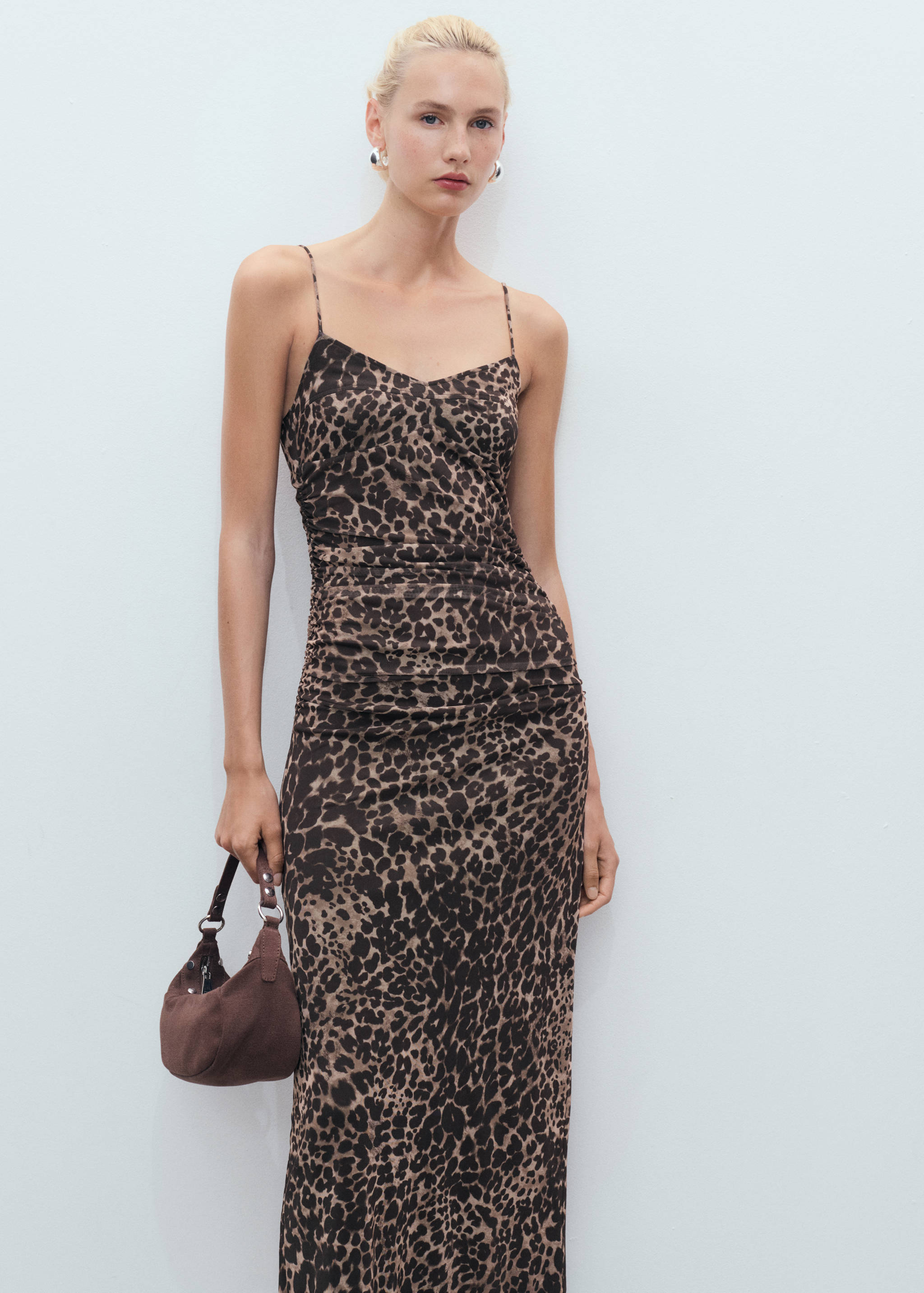 Ruched leopard-print midi-dress - Medium plane