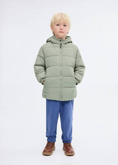 Long padded anorak with hood — Pastel Green 4