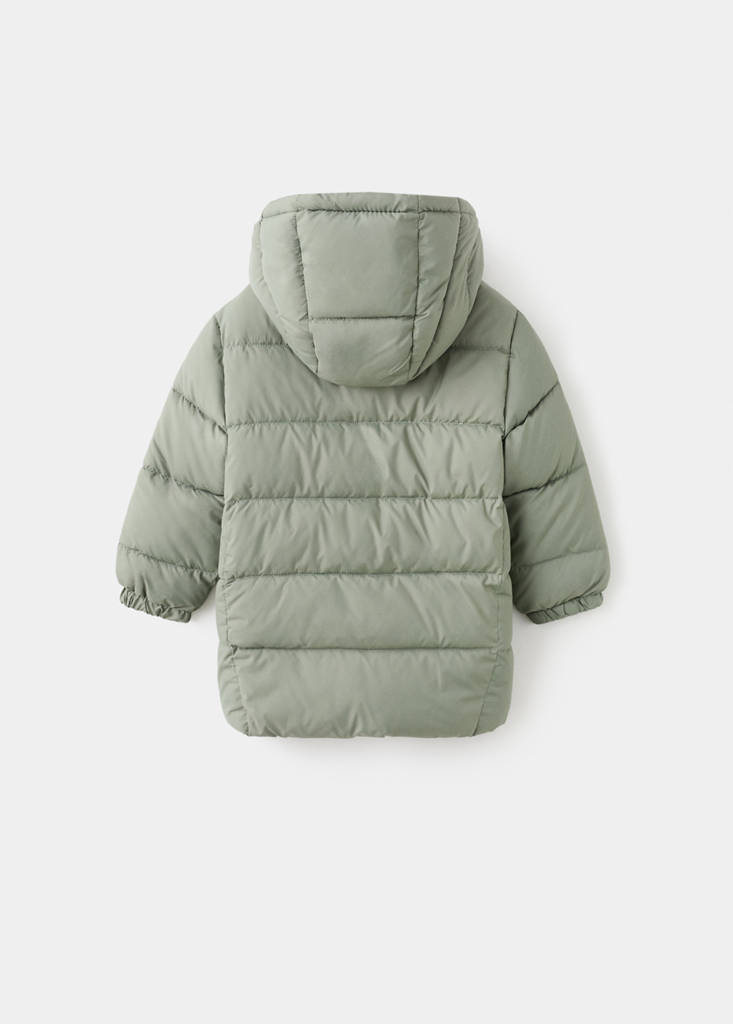 Long padded anorak with hood — Pastel Green