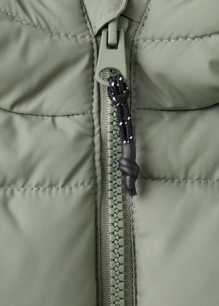 Long padded anorak with hood — Pastel Green