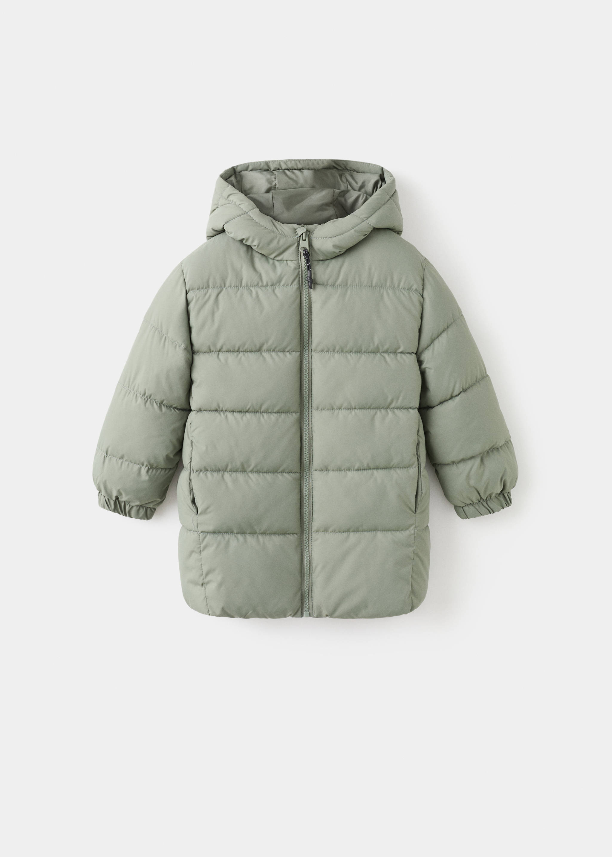 Long padded anorak with hood - Article without model