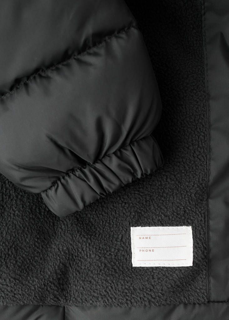Long padded anorak with hood — Black