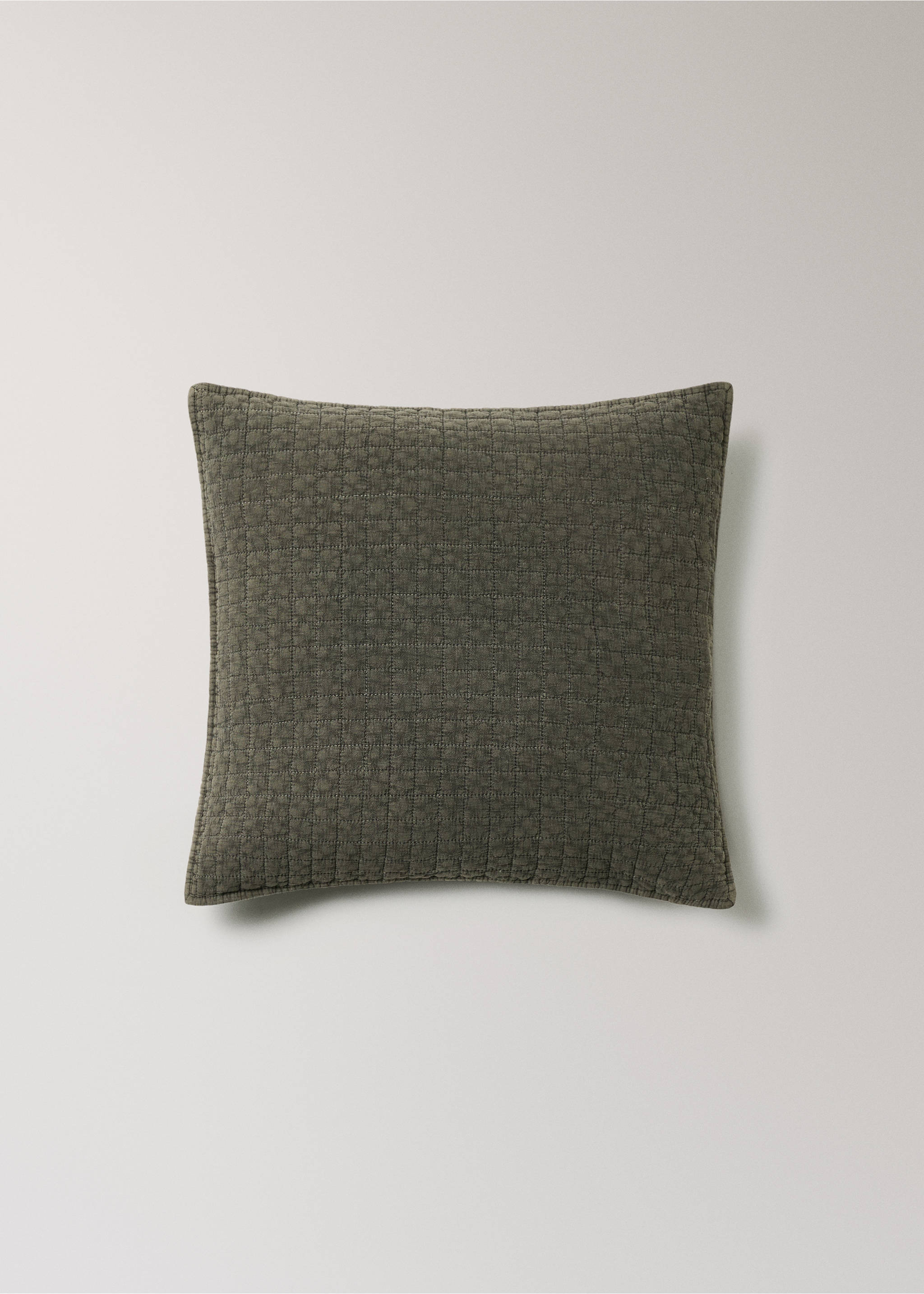 Capa de almofada decorativa de cama de algodão garment dyed 50x50 cm - Artigo sem modelo, Verde-azeitona. Ref: 17053808-00.