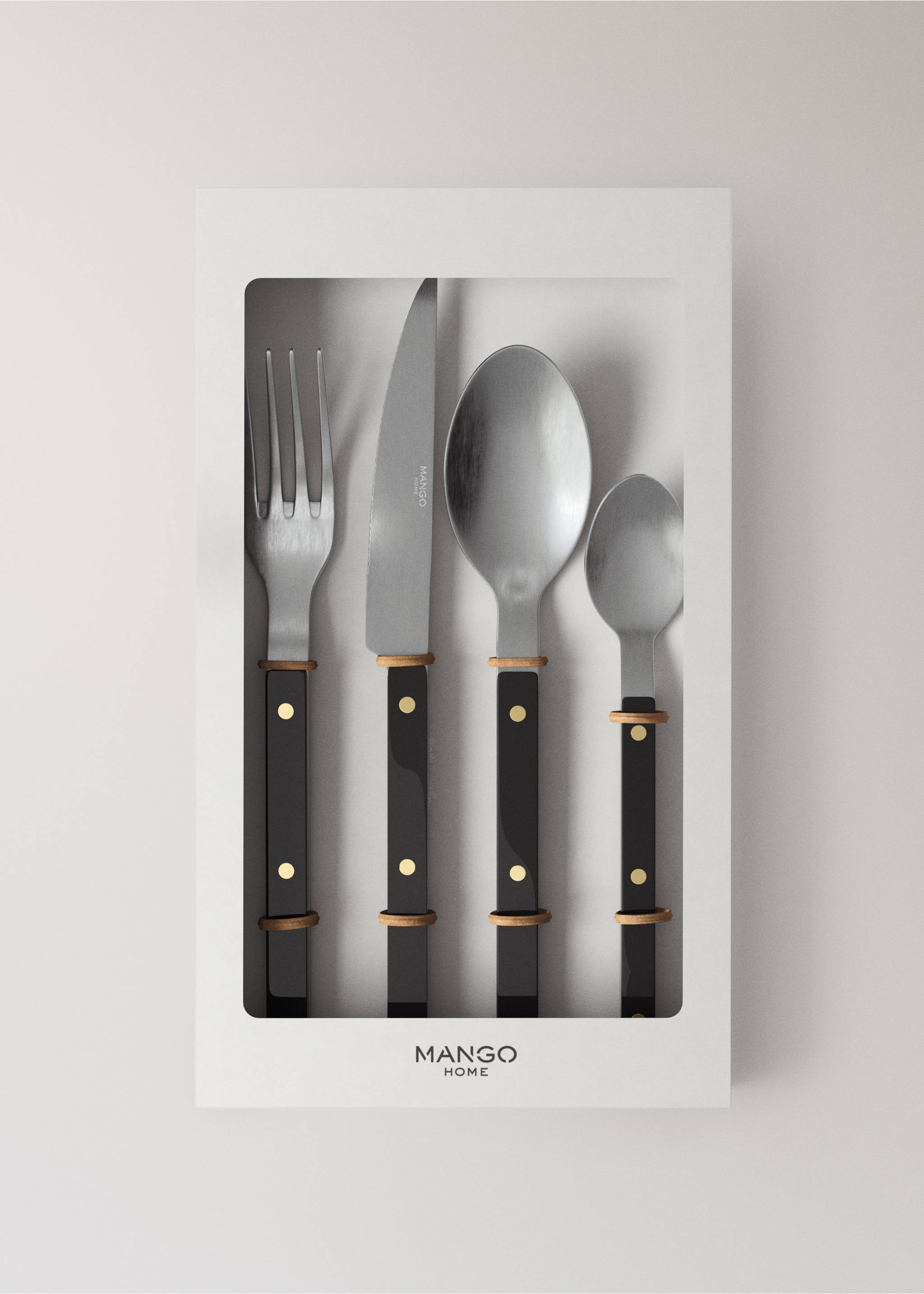 4-piece stainless steel cutlery set with resin handle - Details of the article 4, Black. Ref: 17053826-00.
