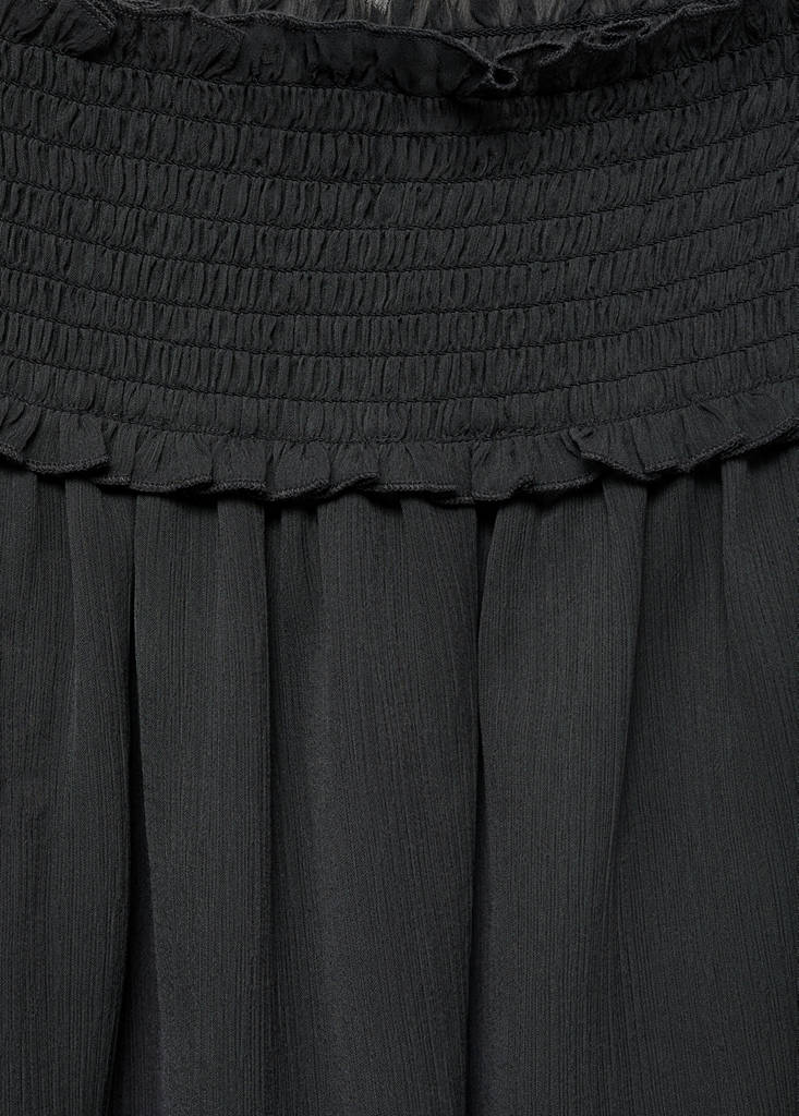 Strapless blouse with ruffled panel — Charcoal