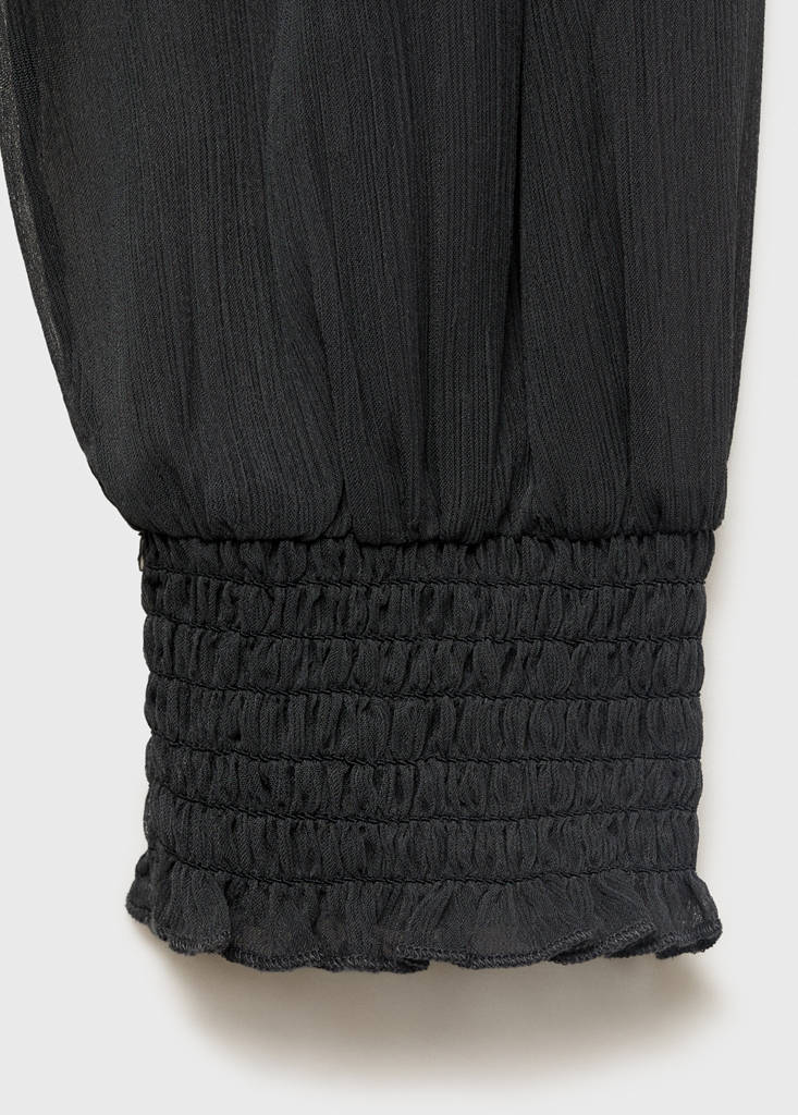 Strapless blouse with ruffled panel — Charcoal