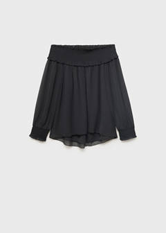 Strapless blouse with ruffled panel — Charcoal 4