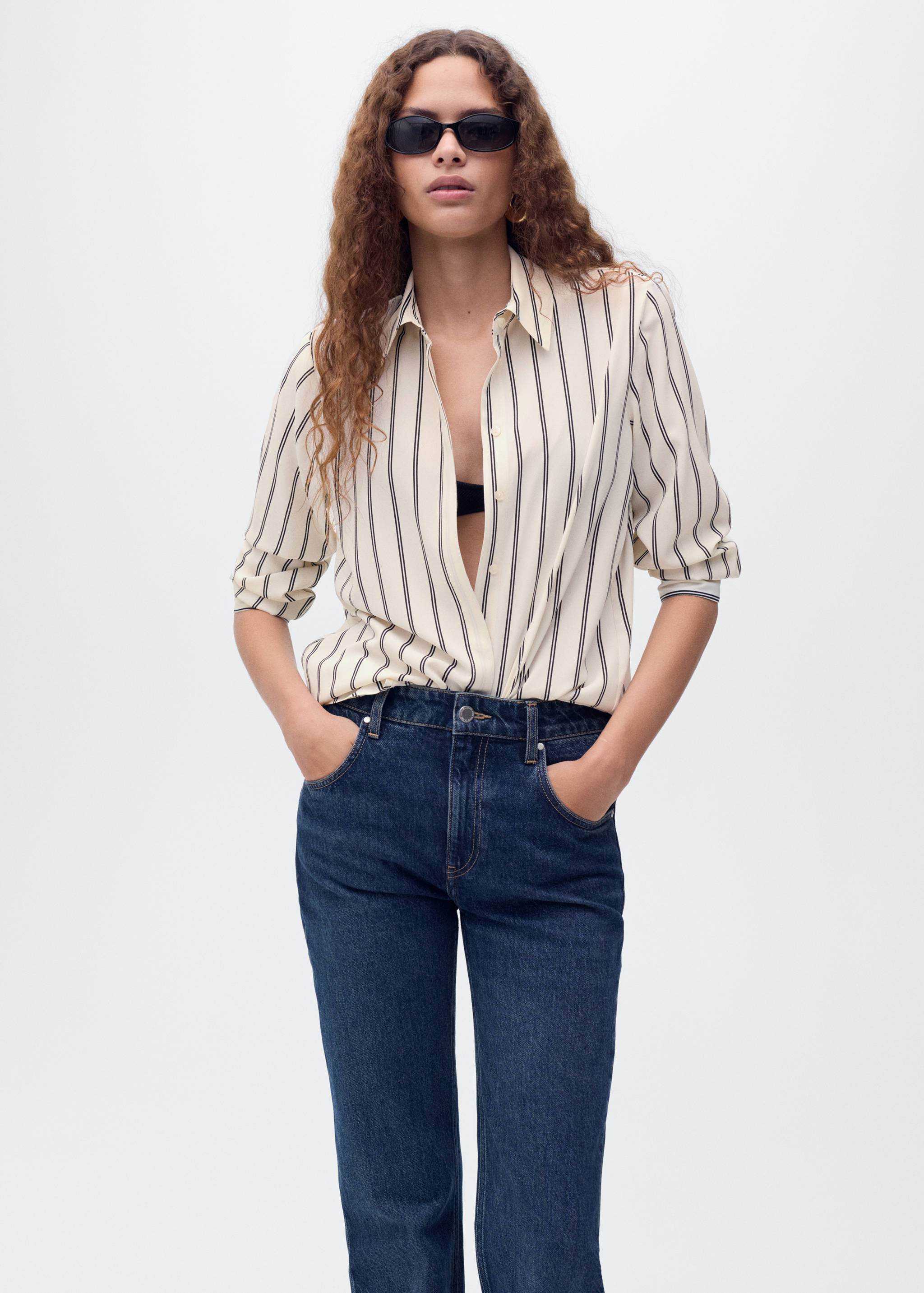 Fluid long-sleeved blouse - Medium plane