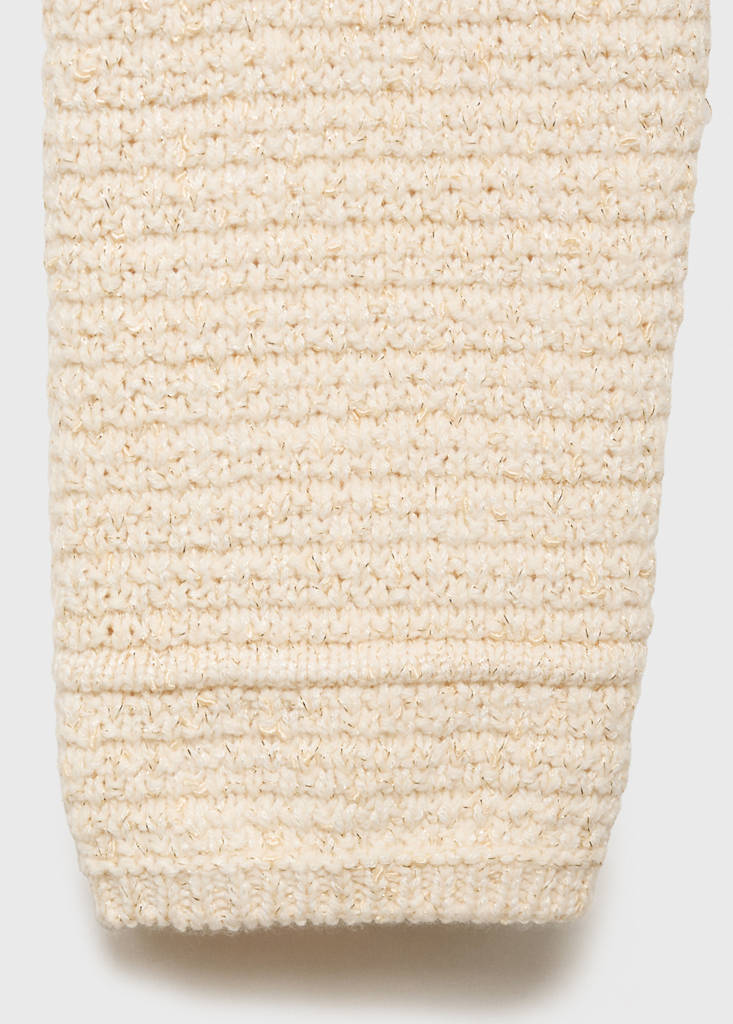 Knitted cardigan with frayed ends — Ecru