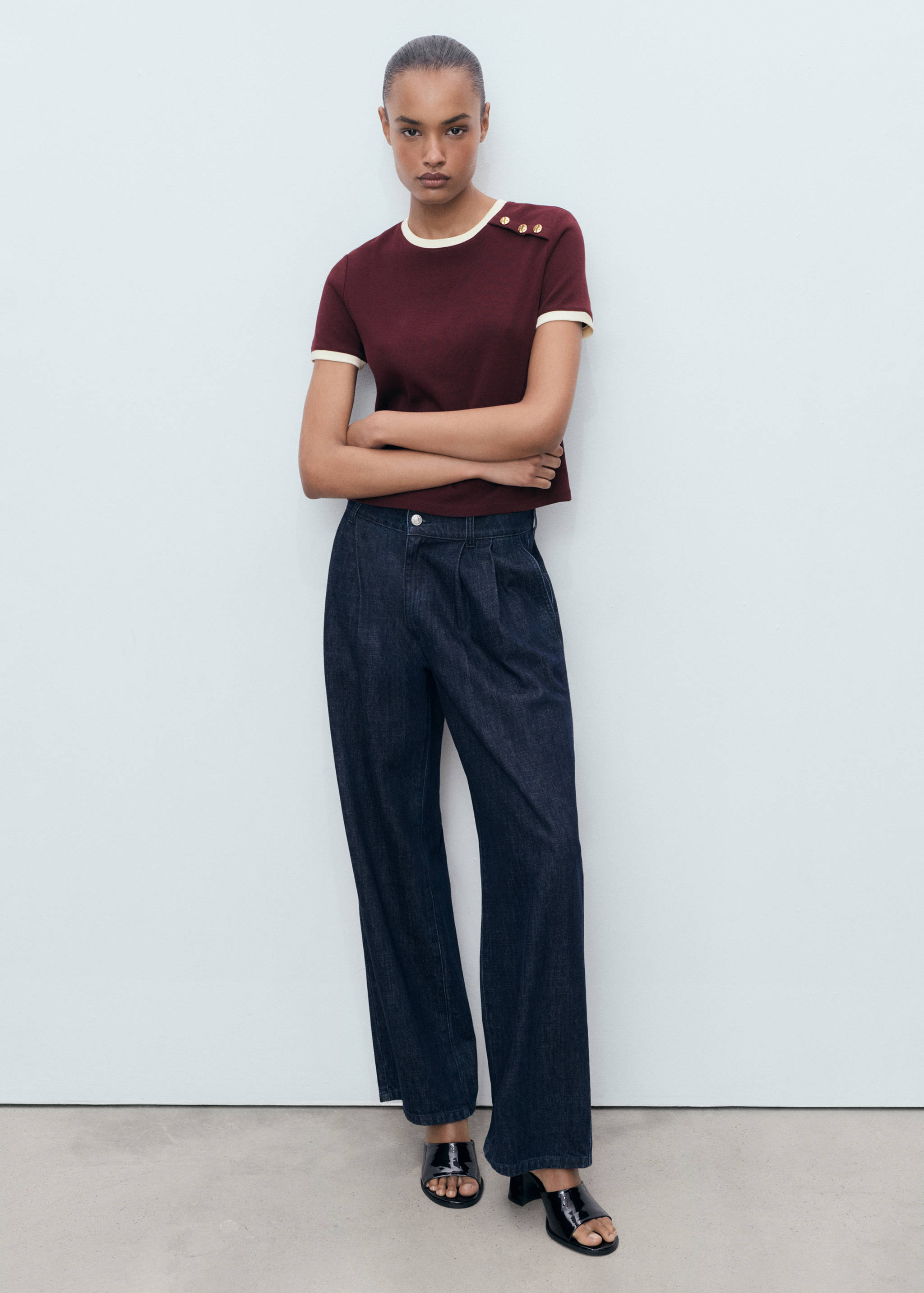 T-shirt algodão botões - Plano geral