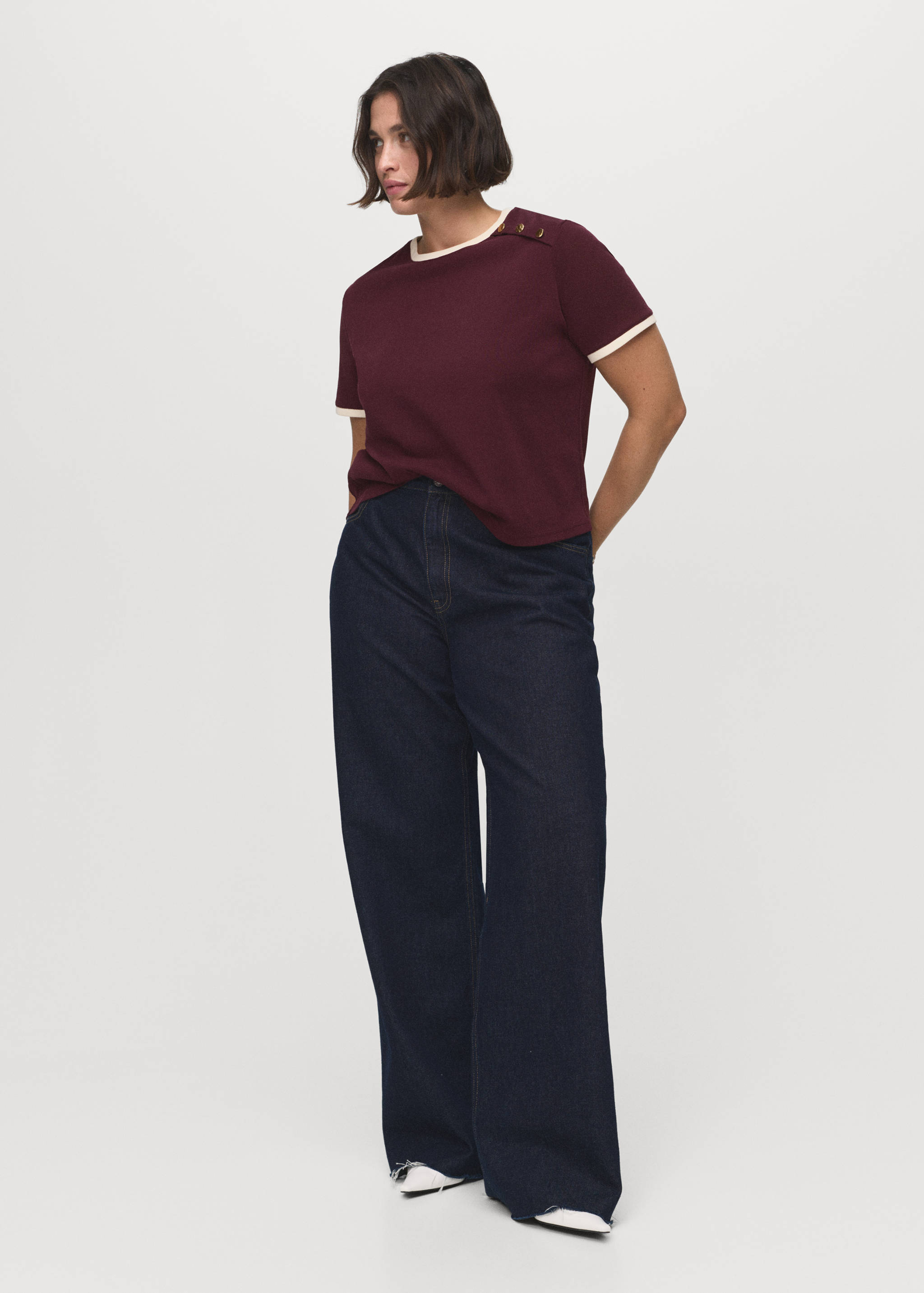 T-shirt algodão botões - Pormenor do artigo 3