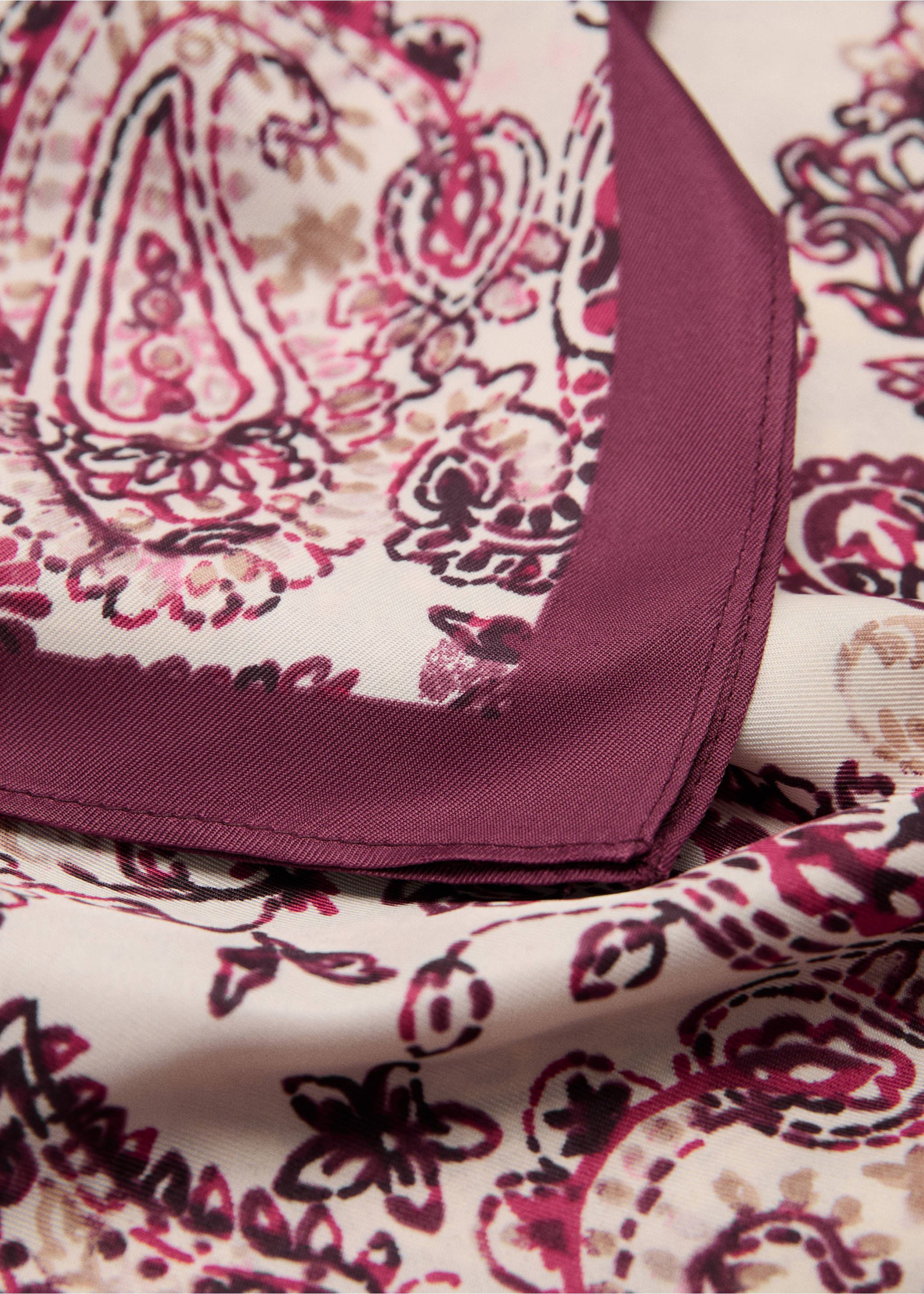 佩斯利印花围巾 - null, 深酒红. Ref: 17054088-00.