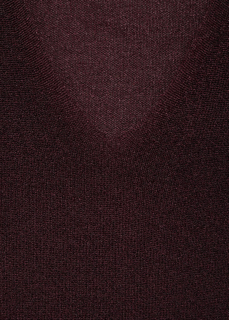 V-neck lurex sweater — Wine