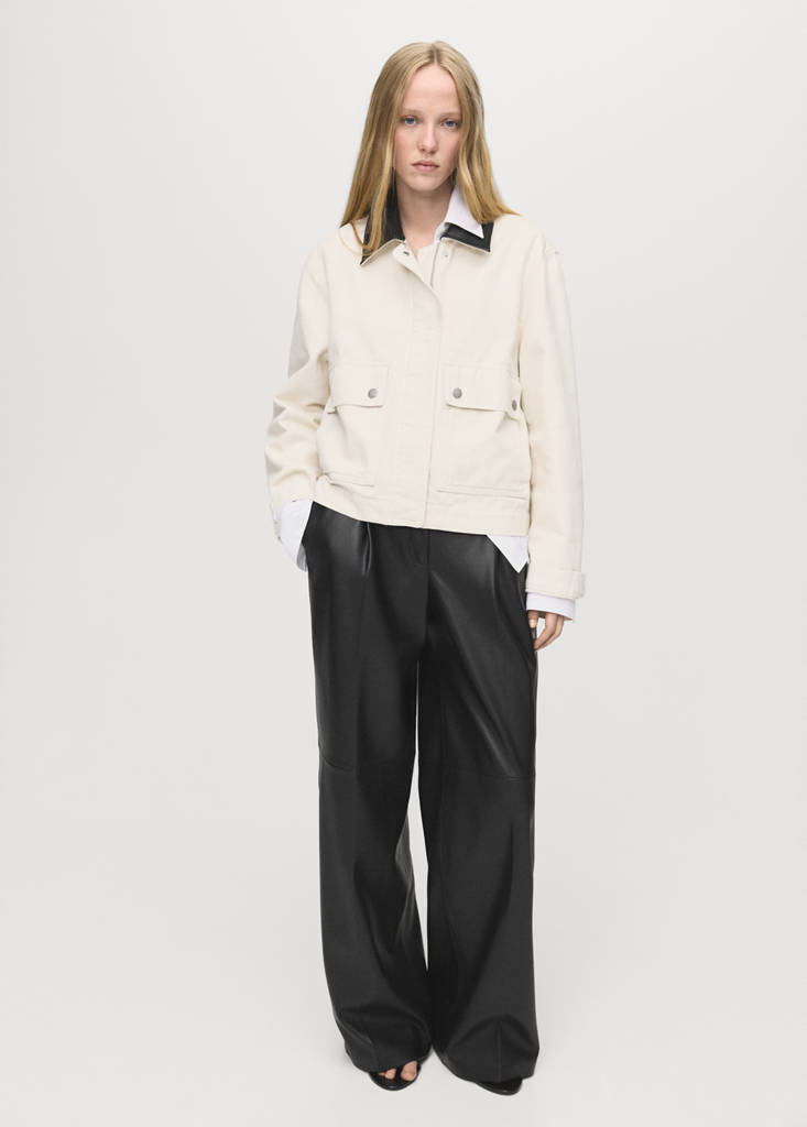 MANGO - Parka en jean col contrasté écru - L