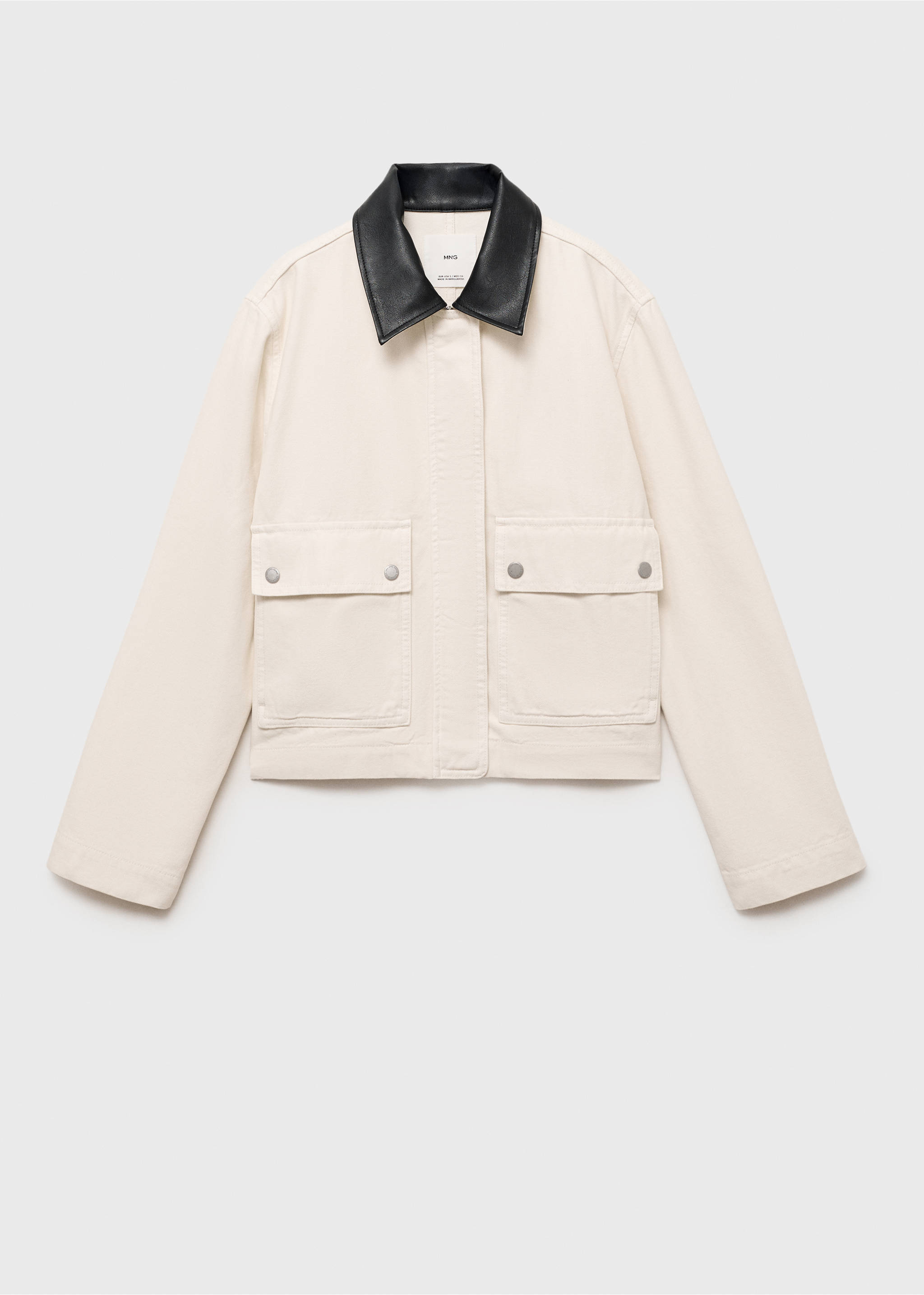 Denim parka with contrasting collar - Article without model, Ecru. Ref: 17054092-00.