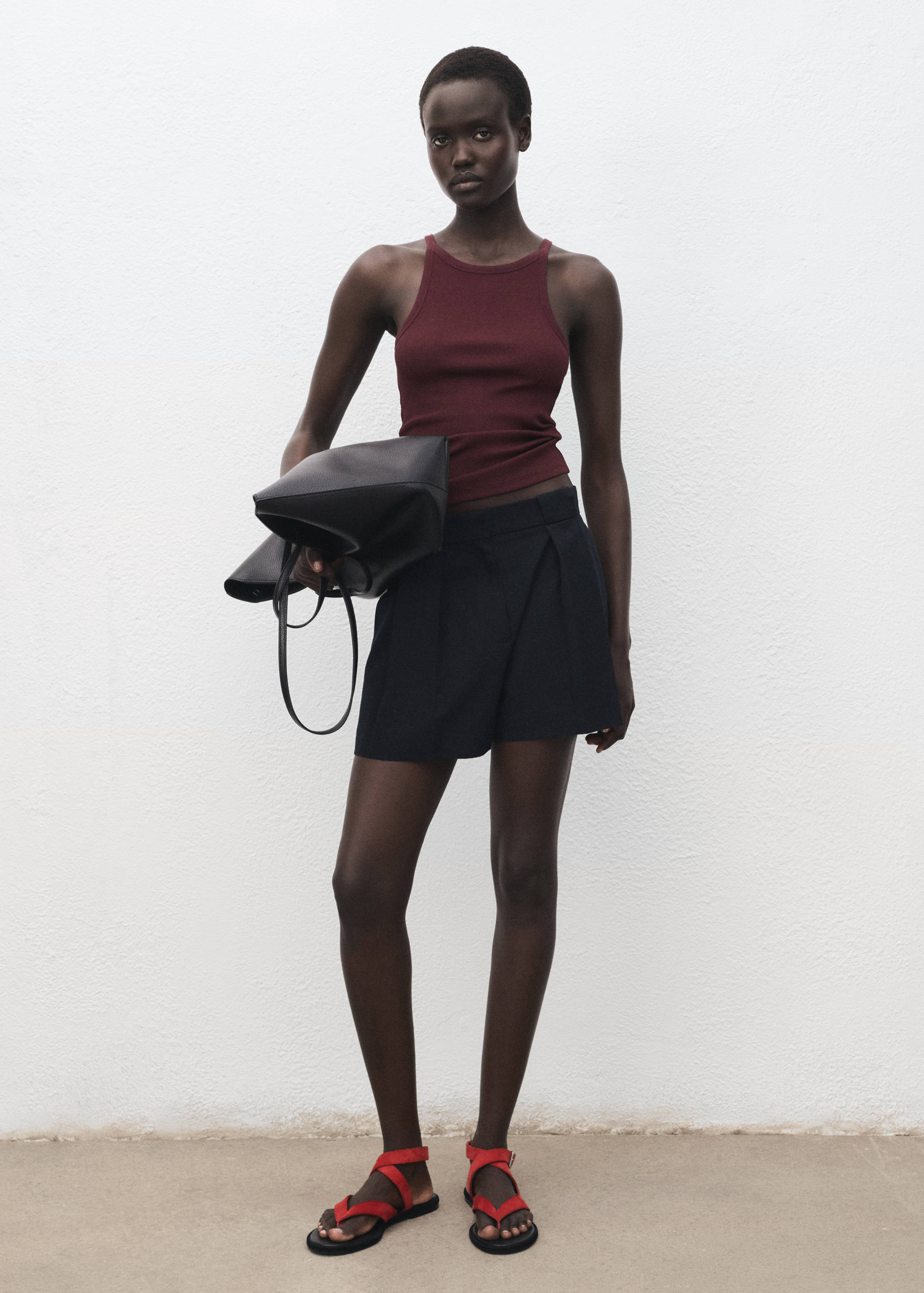 Ribbed cotton-blend top - General plane