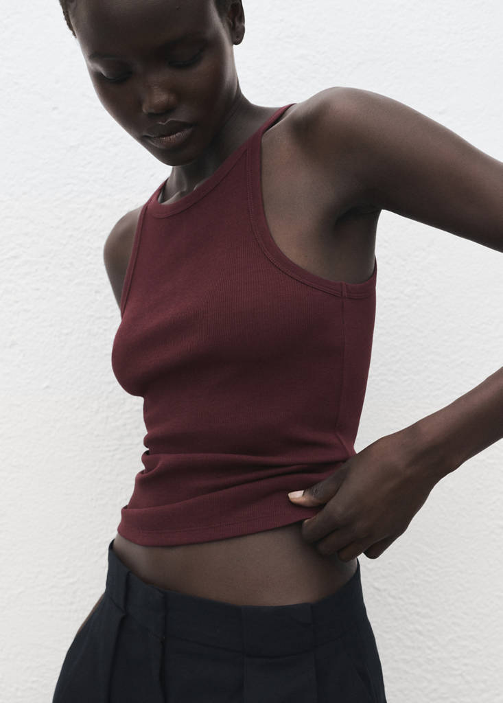 Ribbed cotton-blend top