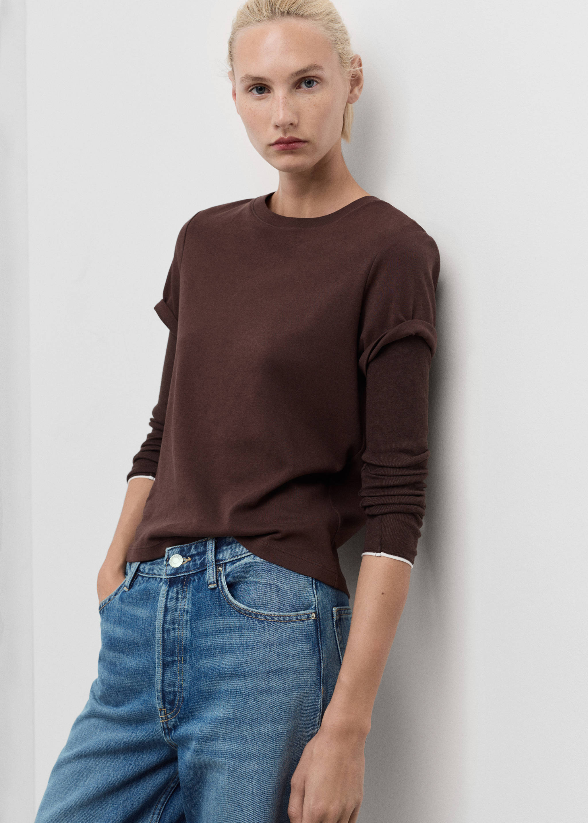 Bő szárú, felhajtott szegélyű farmernadrág - A termék adatai 1