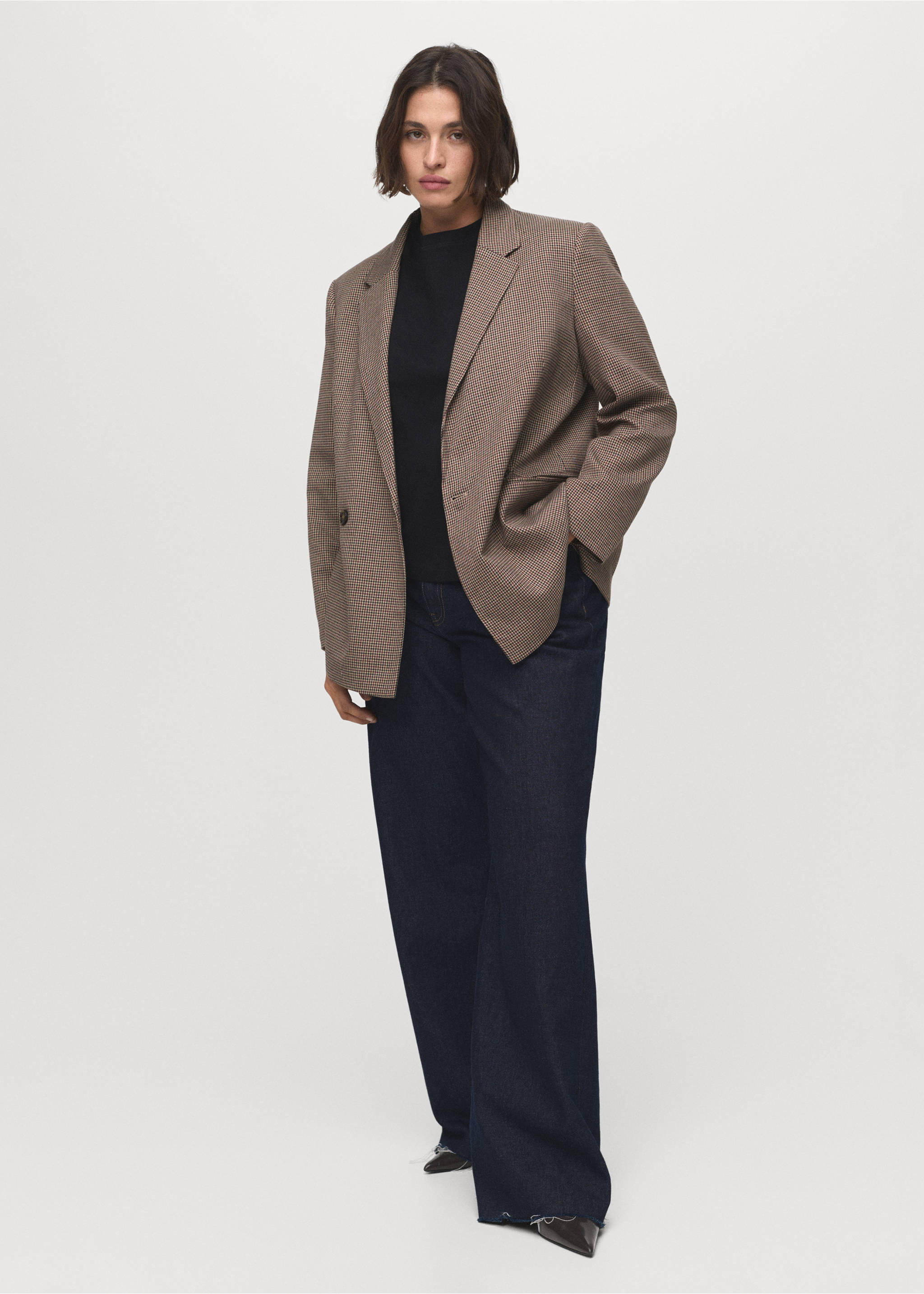 Blazer croisé micro pied-de-poule - Détail de l'article 3, Bordeaux. Ref: 17054102-00.