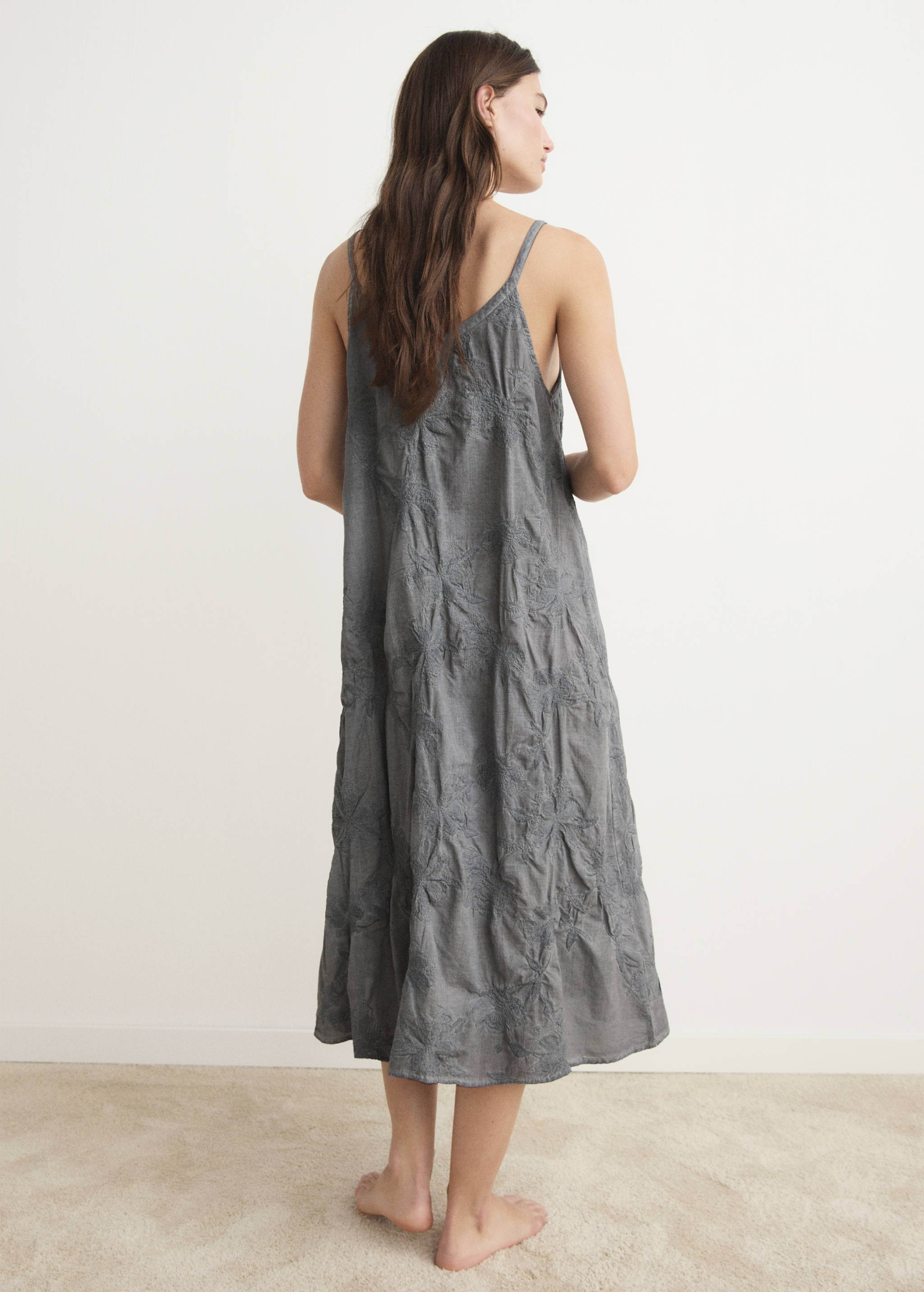 Overdyed embroidered cotton nightdress - Reverse of the article