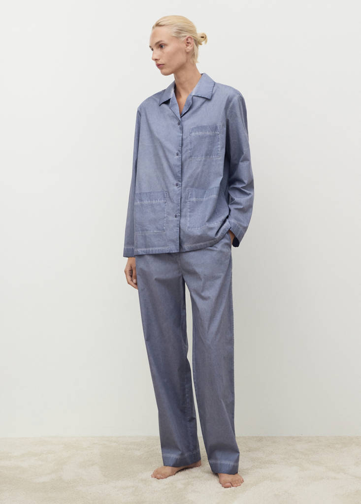 Garment-dyed cotton shirt — Ink Blue