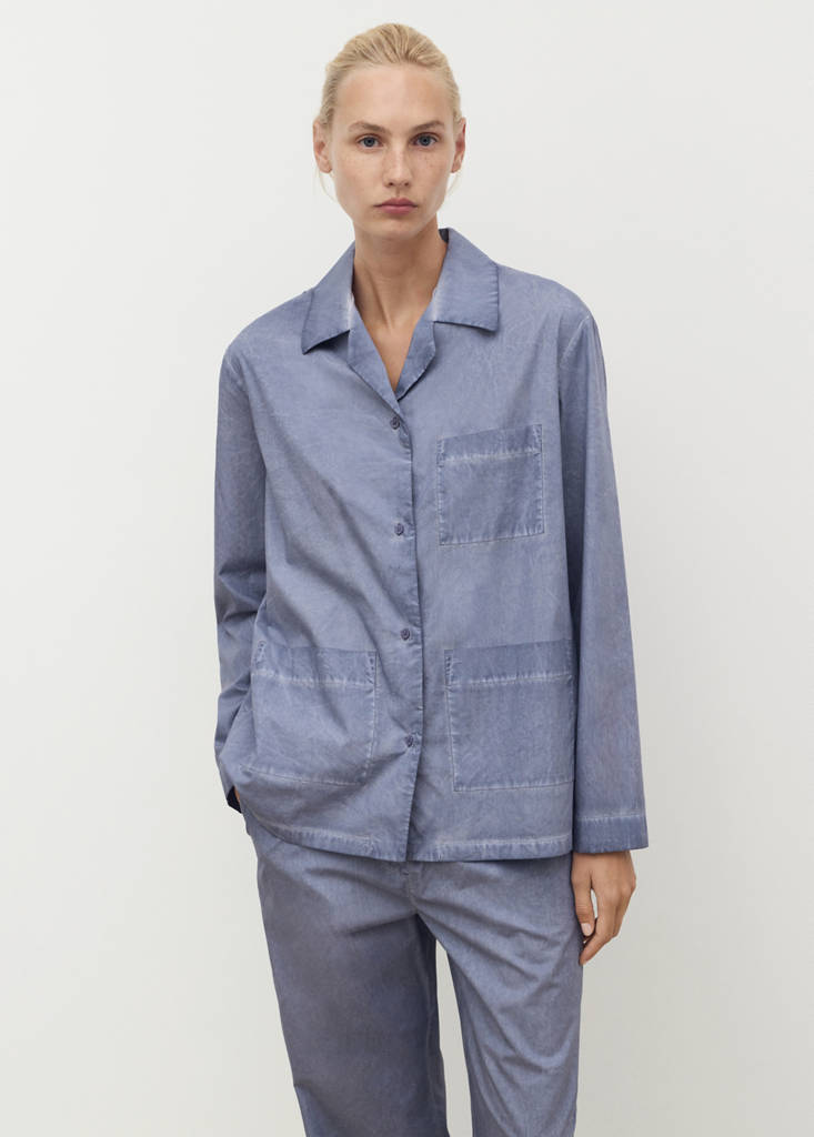 Garment-dyed cotton shirt — Ink Blue