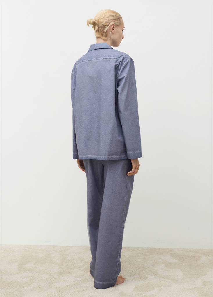 Garment-dyed cotton shirt — Ink Blue