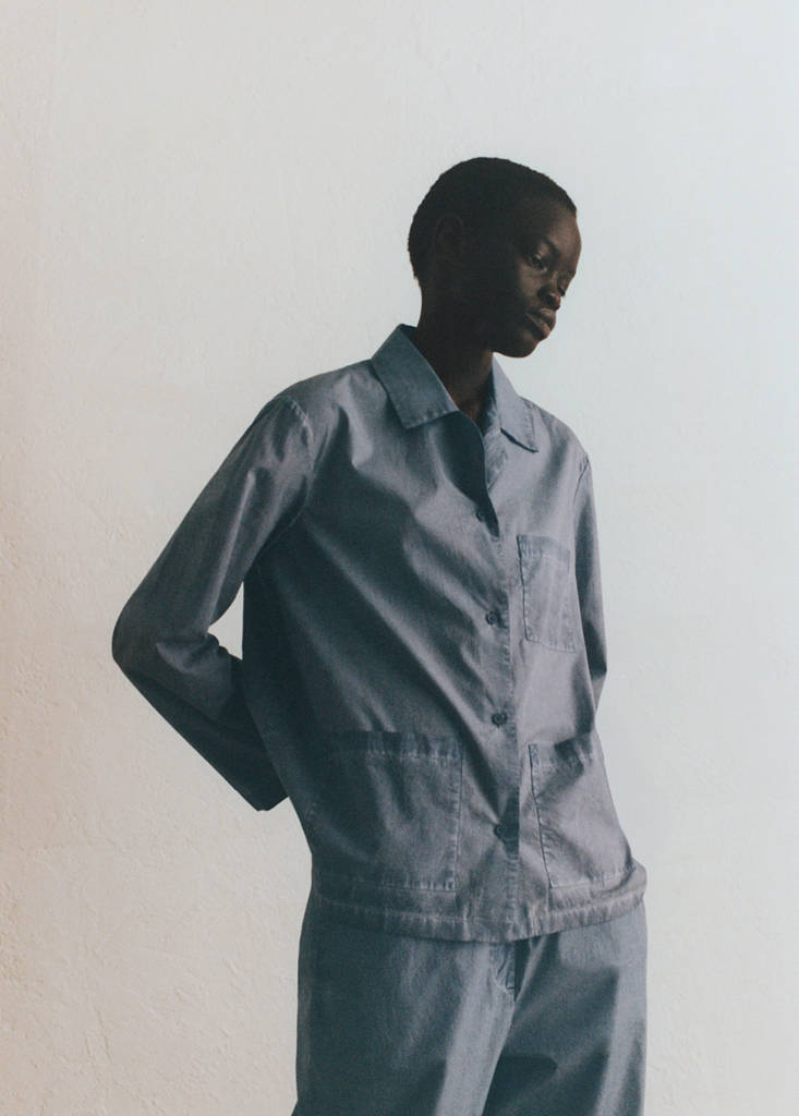 Garment-dyed cotton shirt — Ink Blue