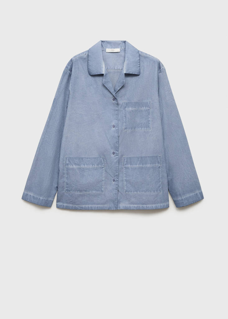 Garment-dyed cotton shirt — Ink Blue
