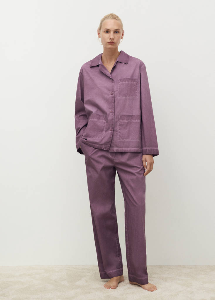 Garment-dyed cotton shirt — Plum