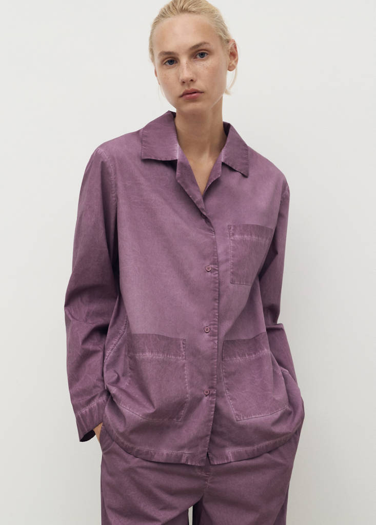 Garment-dyed cotton shirt — Plum