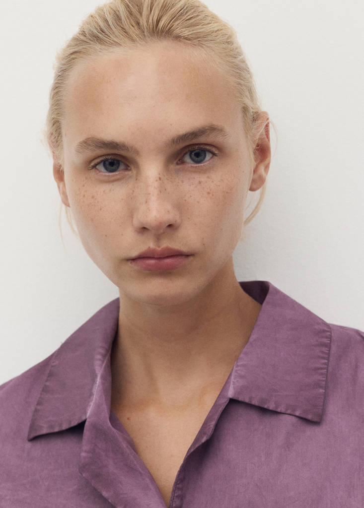 Garment-dyed cotton shirt — Plum