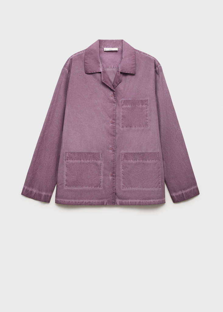Garment-dyed cotton shirt — Plum