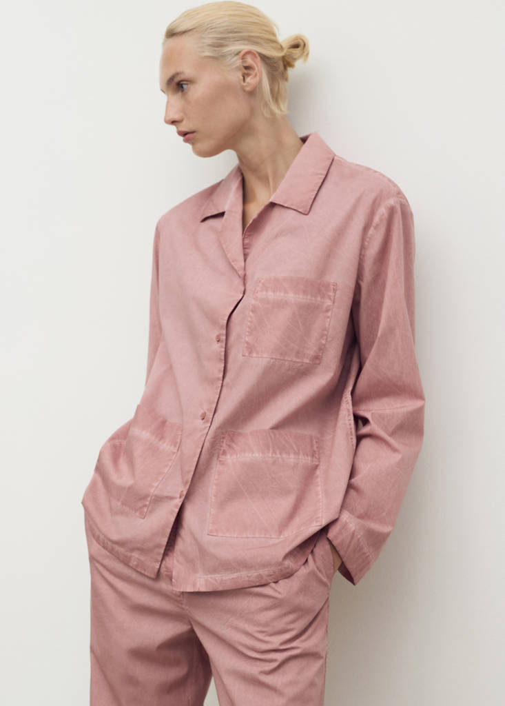 Garment-dyed cotton shirt — Medium Pink