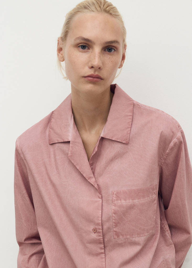 Garment-dyed cotton shirt — Medium Pink