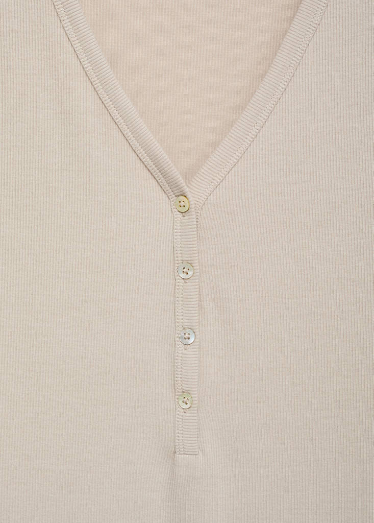 Ribbed-knit nightdress with buttons — Light/Pastel Grey