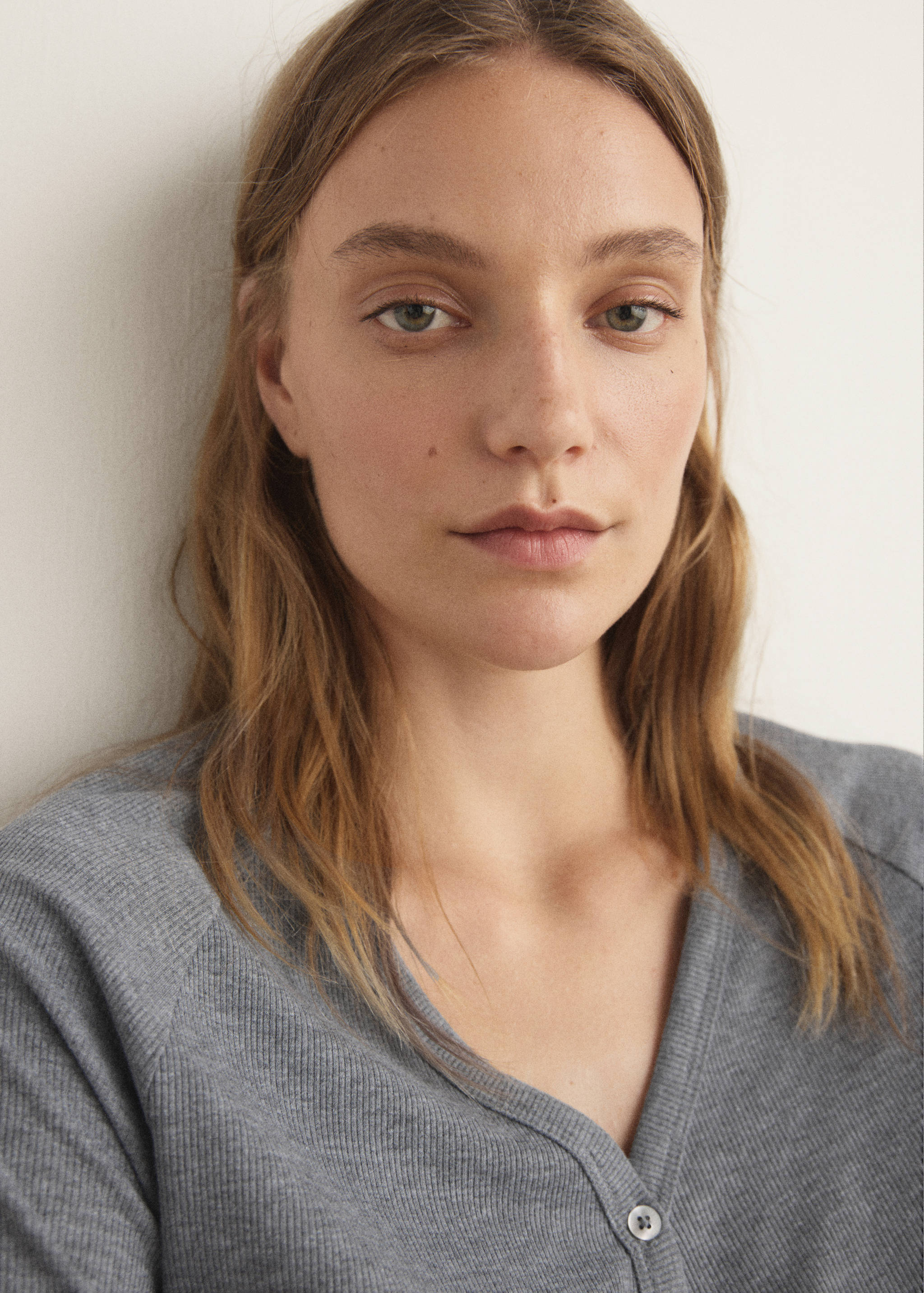 Chemise de nuit maille côtelée boutons - Détail de l'article 1