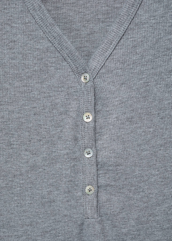 Ribbed-knit nightdress with buttons — Medium Heather Grey