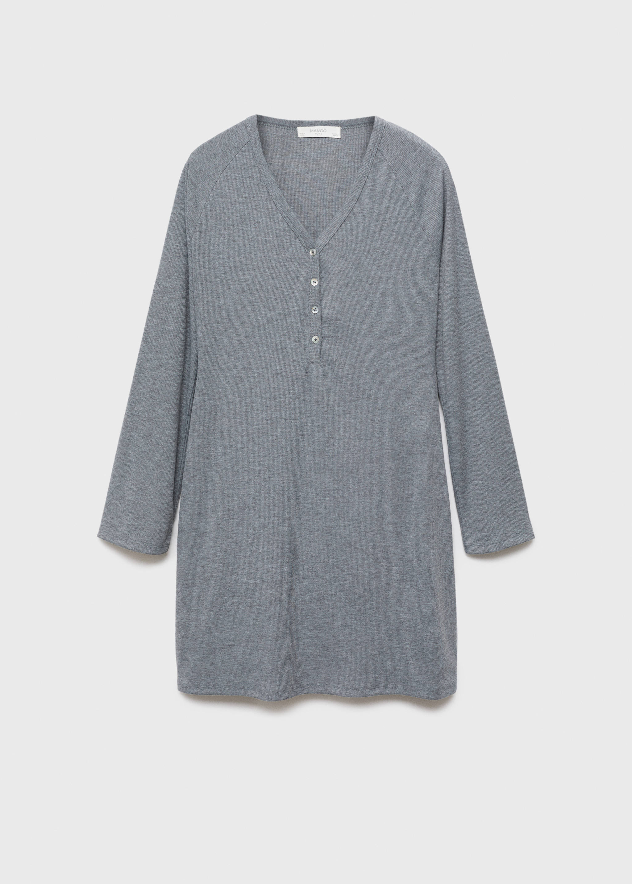 Ribbed-knit nightdress with buttons - Article without model