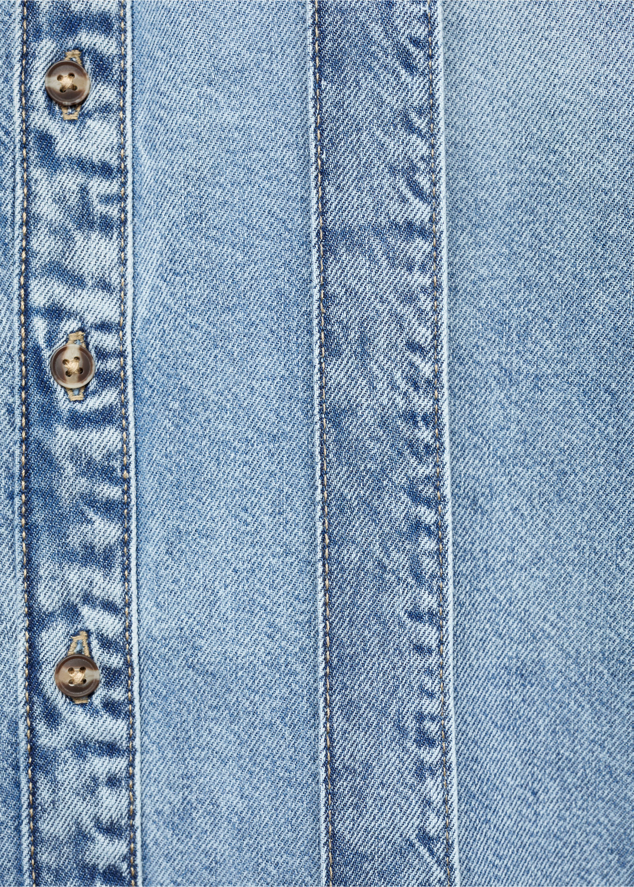 Denim shirt with bow - Details of the article 0, Medium Blue. Ref: 17054113-00.