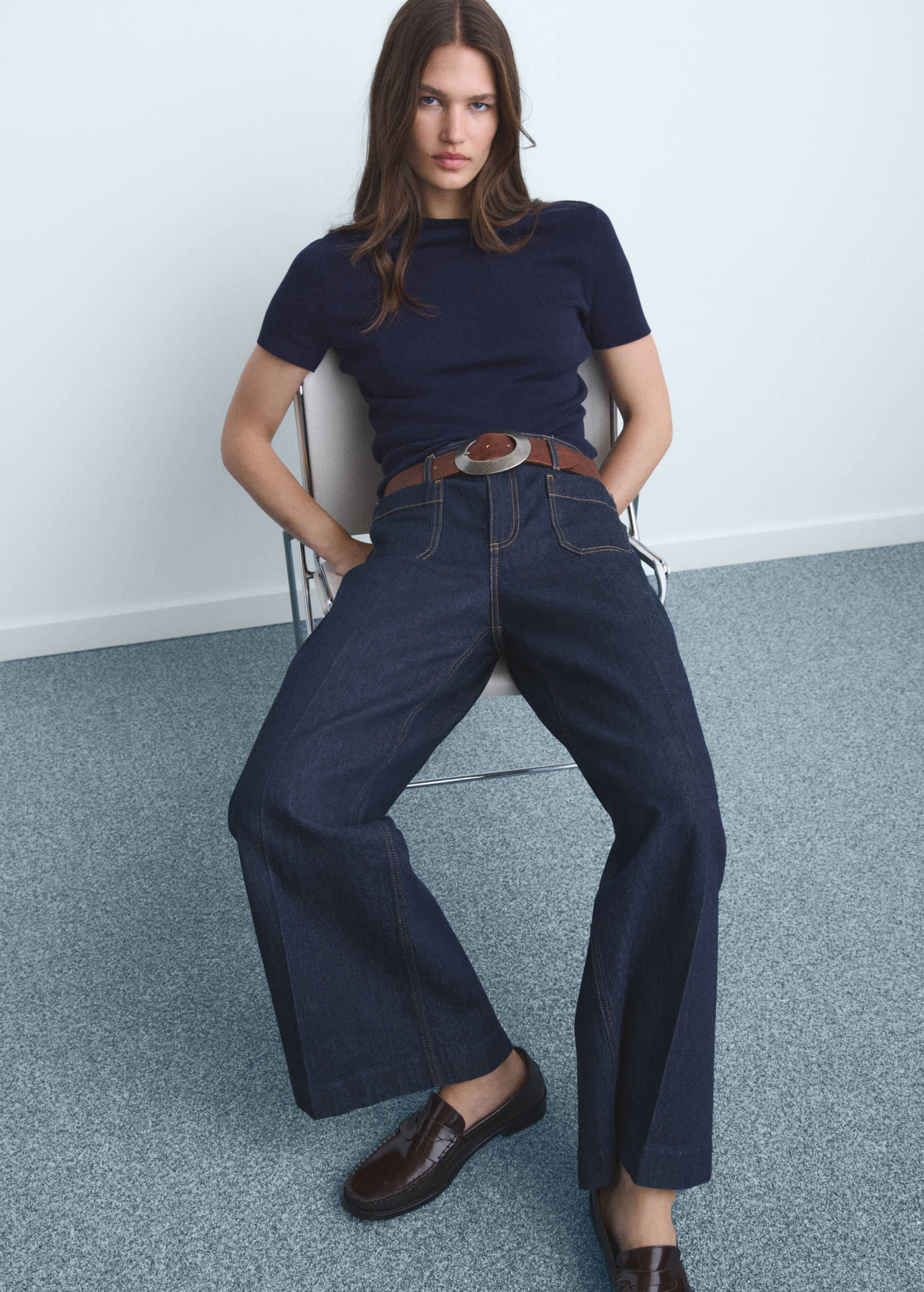 Calças de ganga wide leg com bolsos - Pormenor do artigo 2