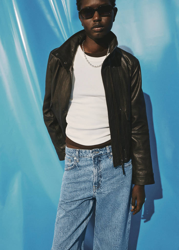 Straight-fit jeans with a creased effect — Medium Blue