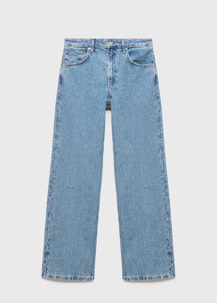 Straight-fit jeans with a creased effect — Medium Blue