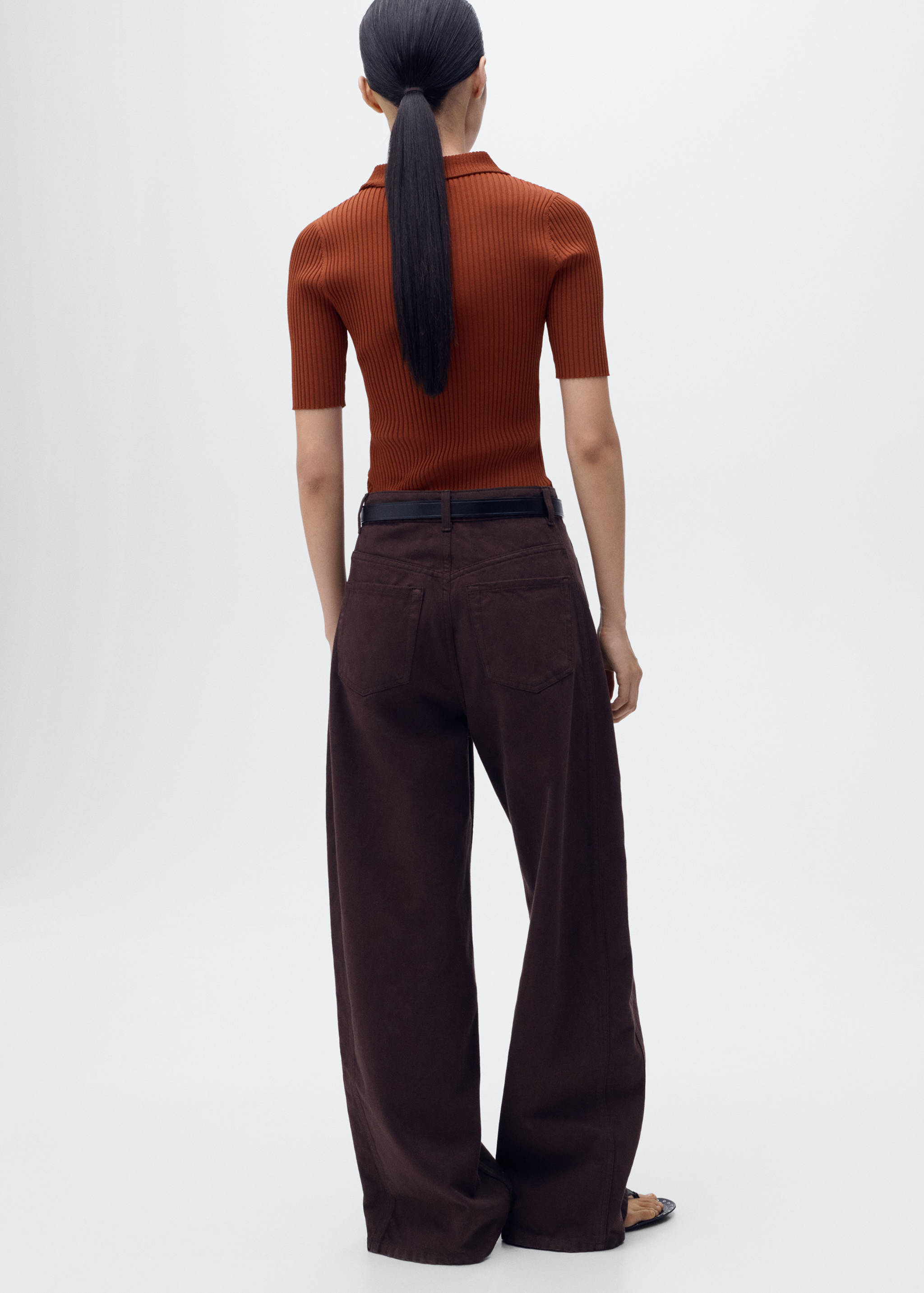 Polo-neck ribbed sweater - Reverse of the article