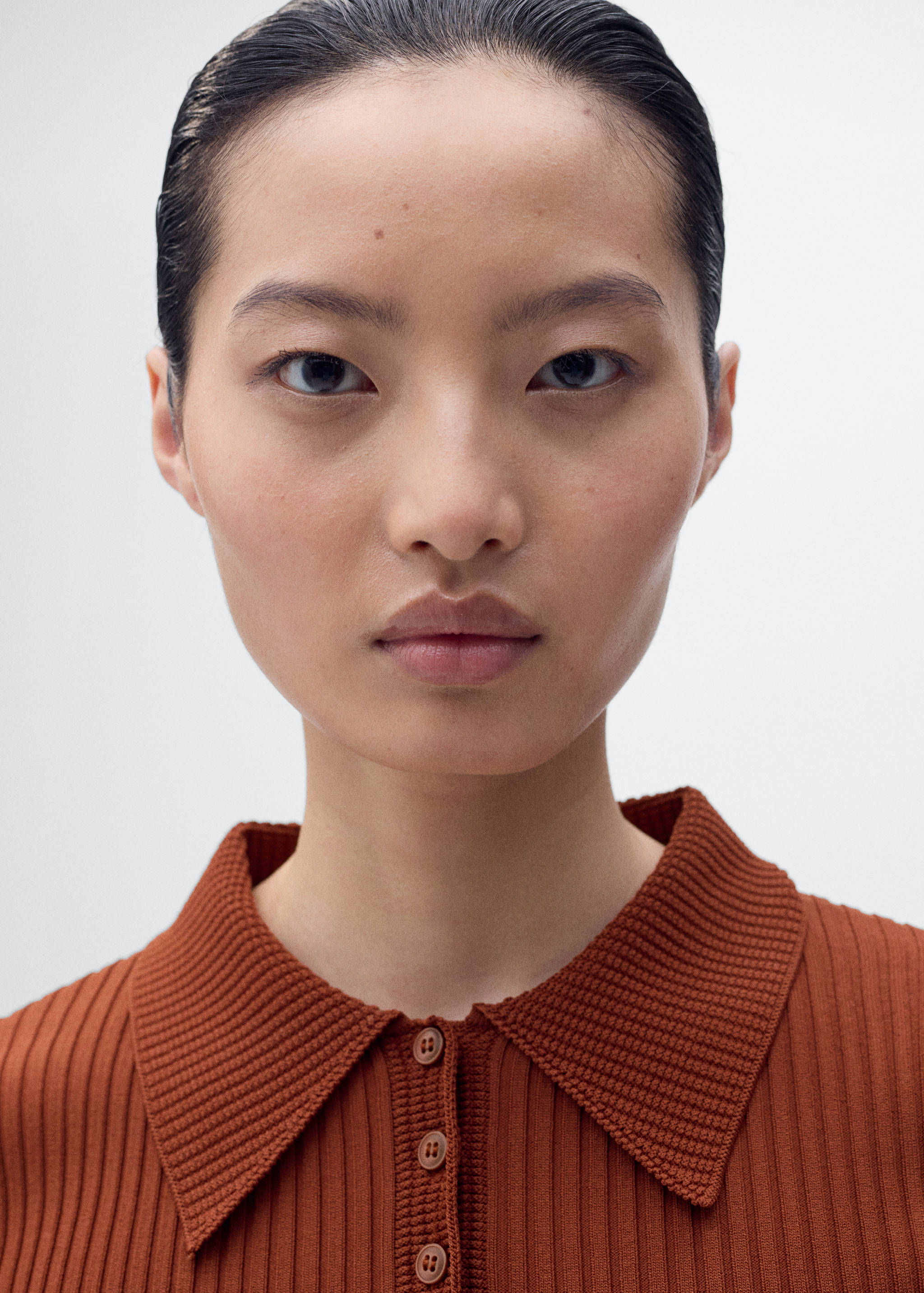 Polo-neck ribbed sweater - Details of the article 6