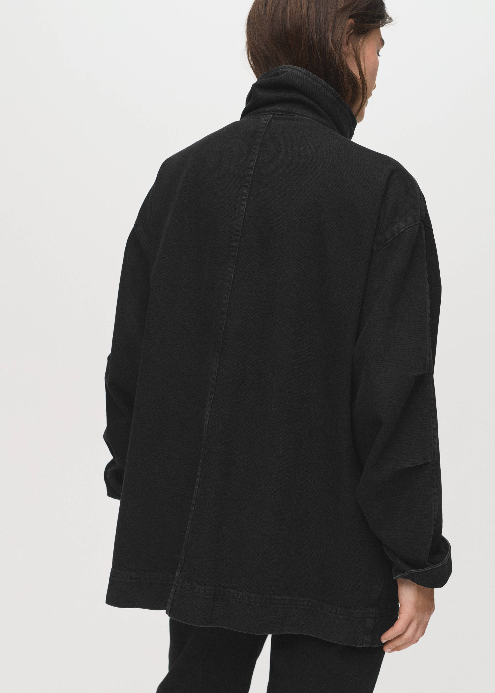 超大版型带口袋牛仔派克外套 - null