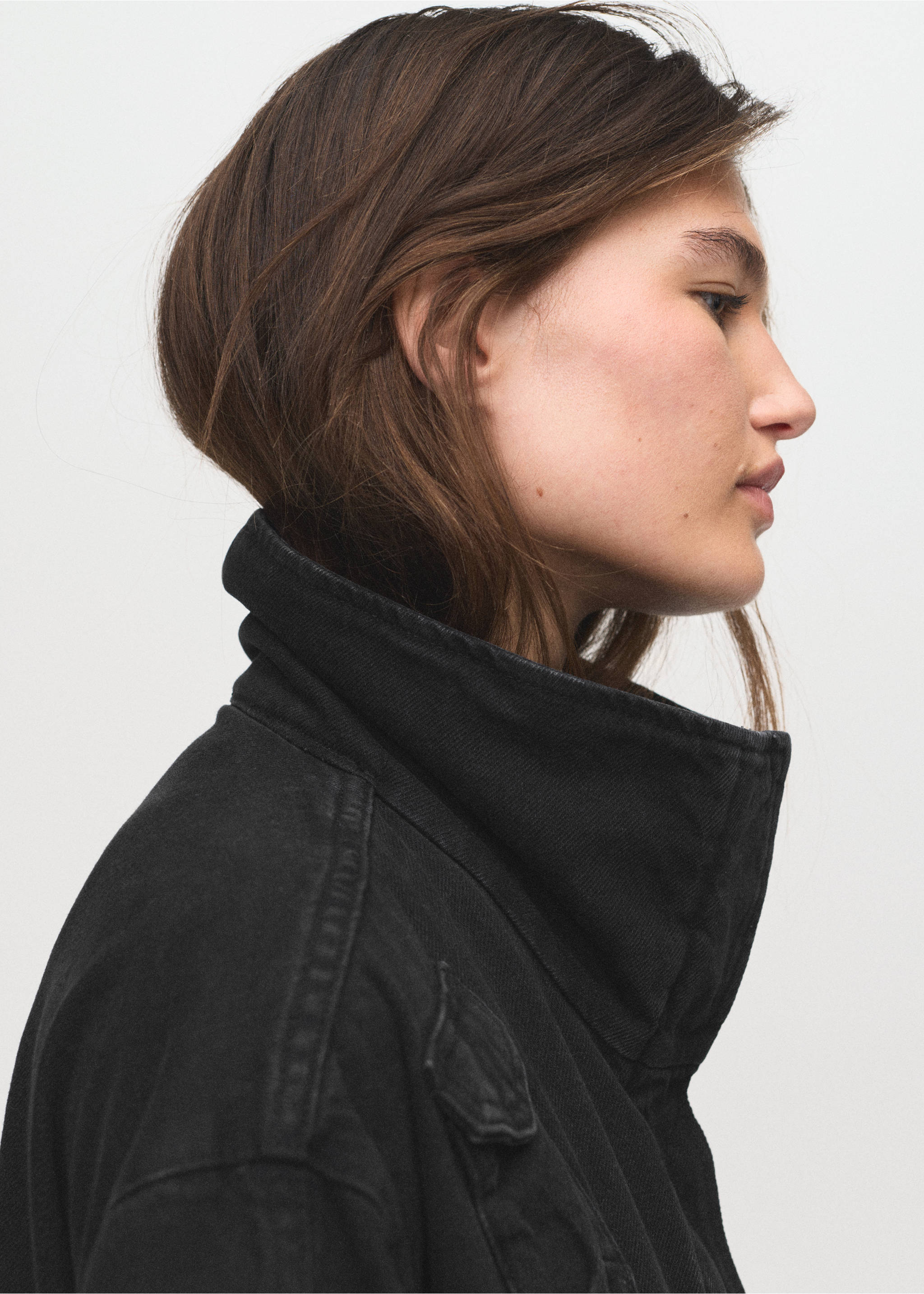 超大版型带口袋牛仔派克外套 - null, 黑牛仔. Ref: 17054141-00.