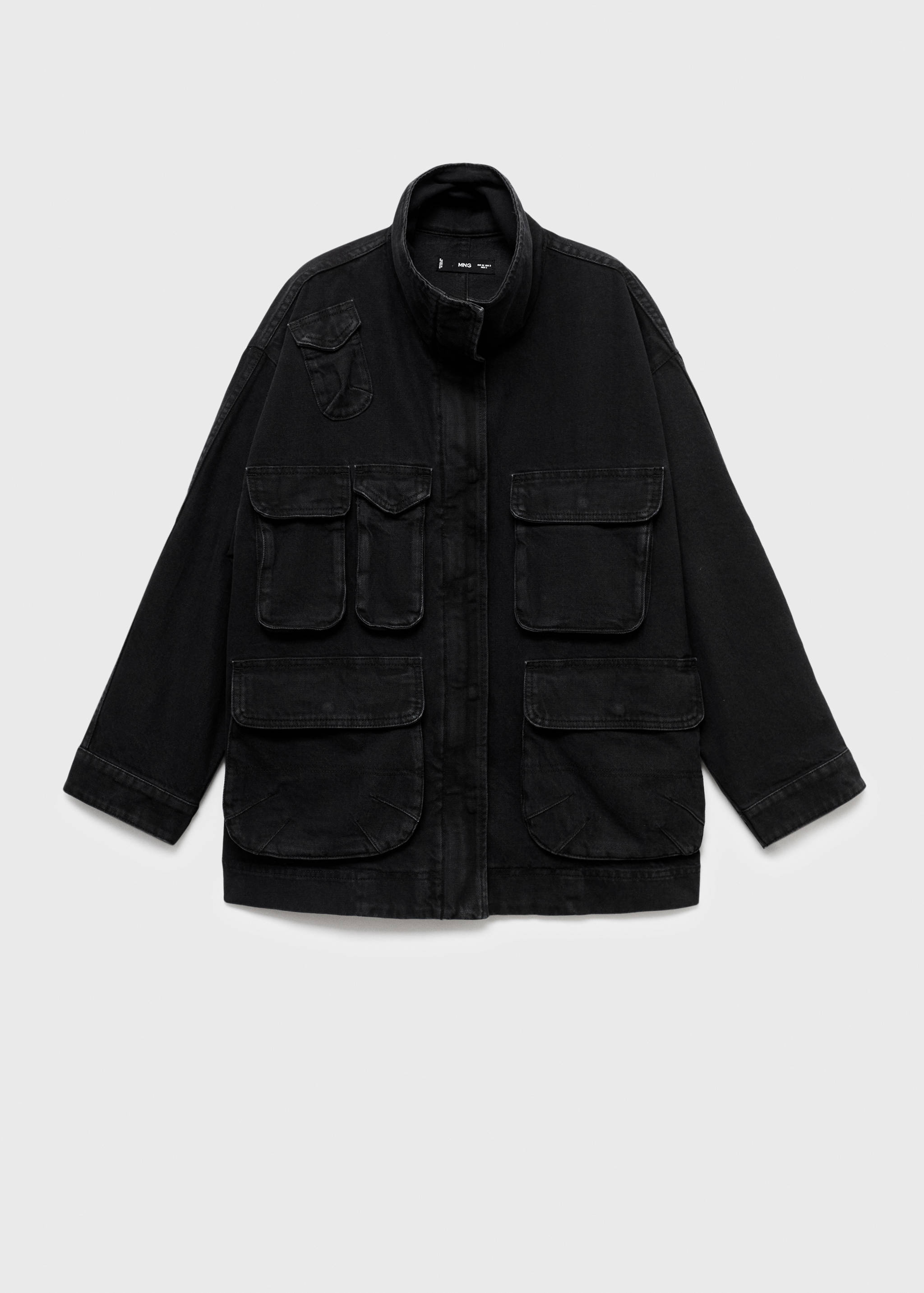 Oversized denim parka with pockets - Article without model